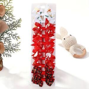 10pcs Christmas Bow Hair Clips Ponytail Clips Baby Girls Hair Accessories
